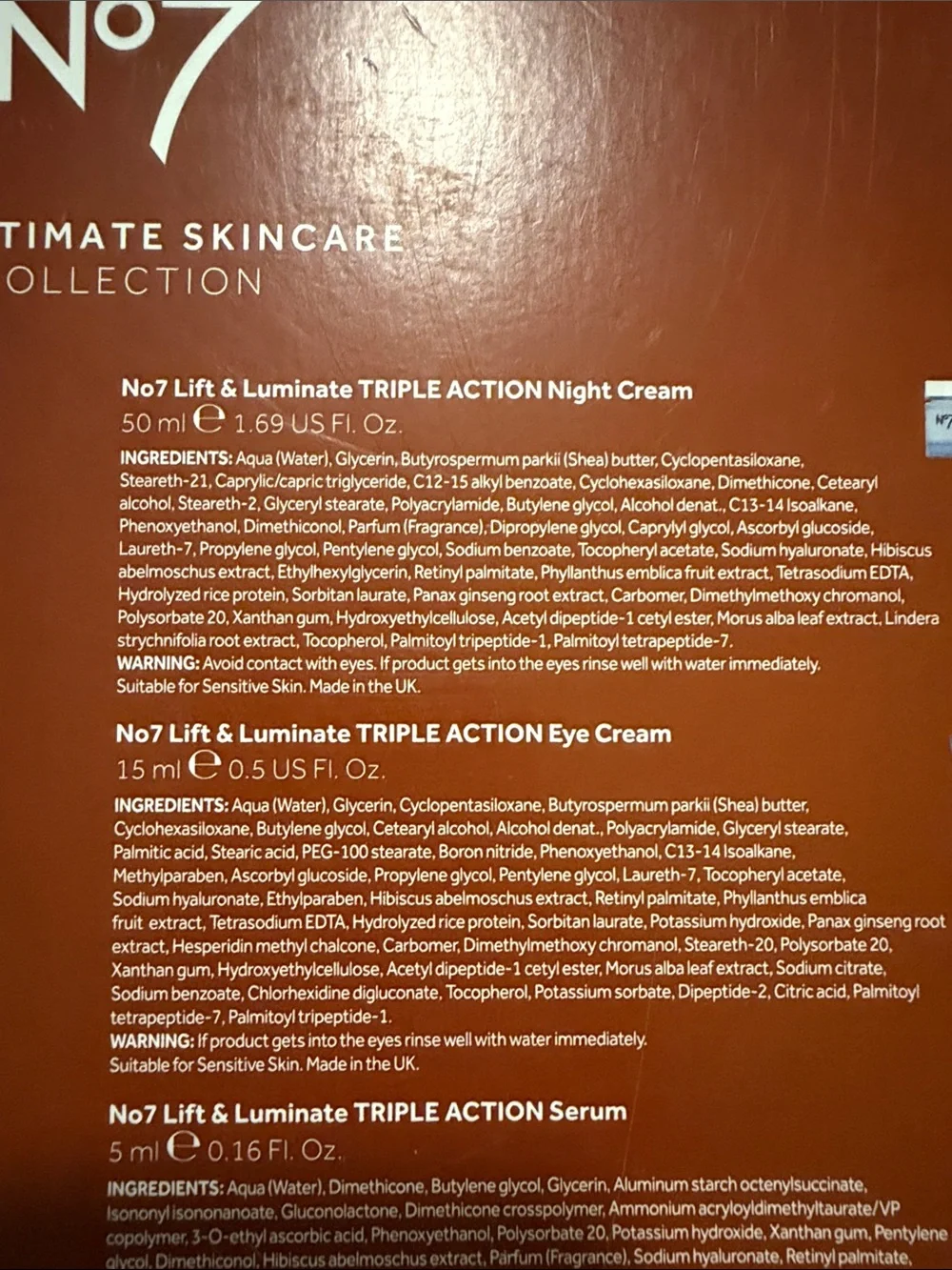 No7 Lift & Luminate Skincare Set - Full size products.  Sealed products